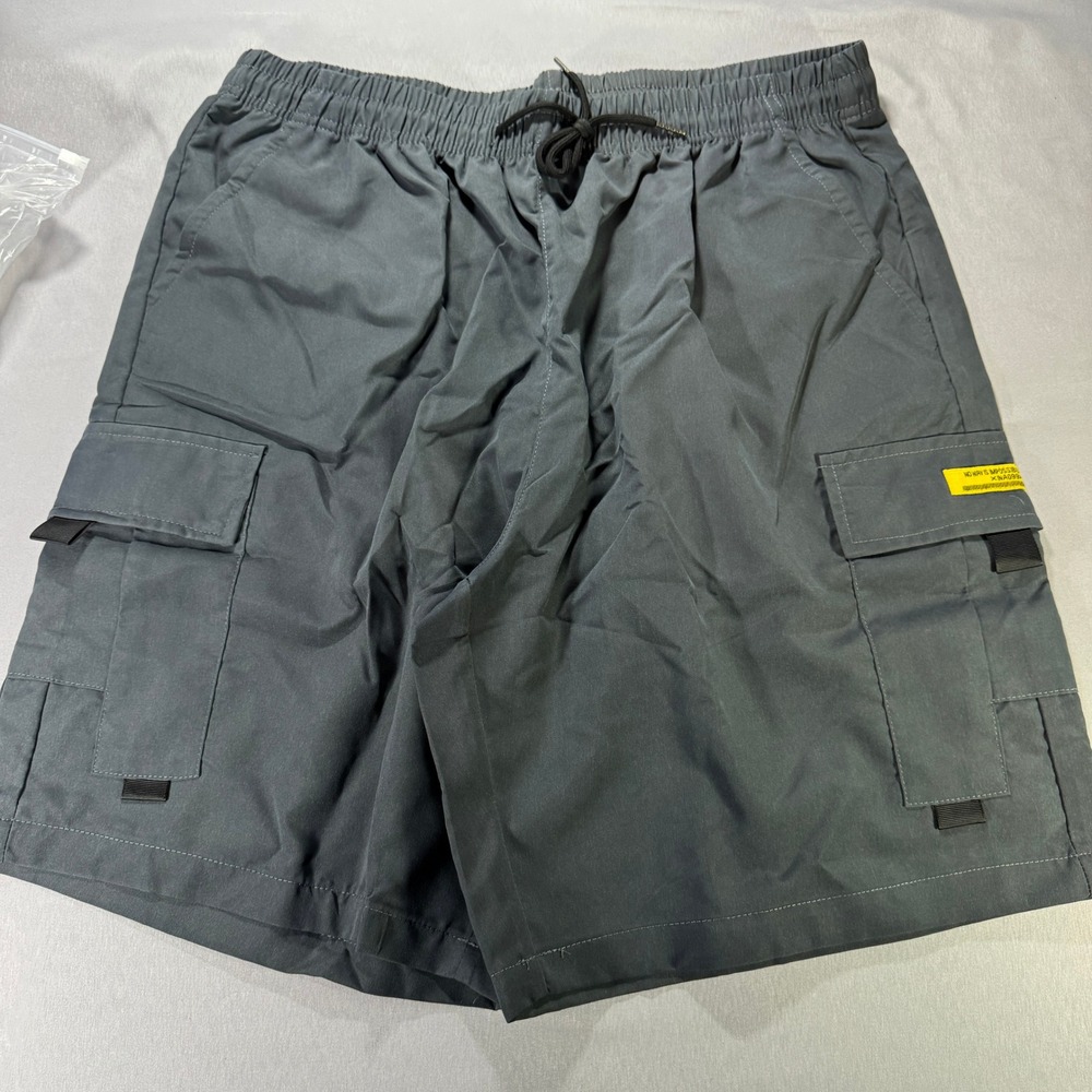 Unbranded Techwear Cargo Shorts Mens XXL Gray Streetwear Utility Tactical Pocket
